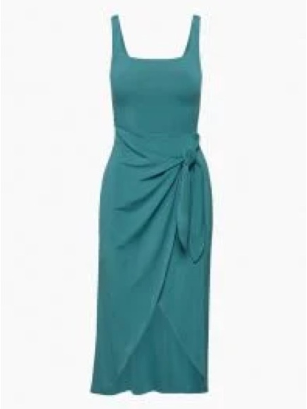 Teal Square-Neck Tie-Waist Midi Dress Aritzia Saturn Midi Dress